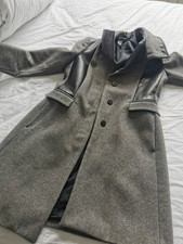 Zara Basic Winter Coat Leather Formal Grey And Black Size Large