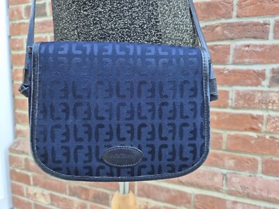 Louis Feraud Logo Navy Blue Shoulder/Crossbody Bag Vintage
