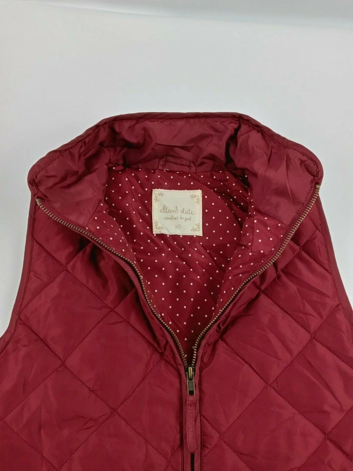 Chaleco Anthropologie Altard State Mujer Talla XS Acolchado Rojo Puffer Exterior Foto 3 de 4