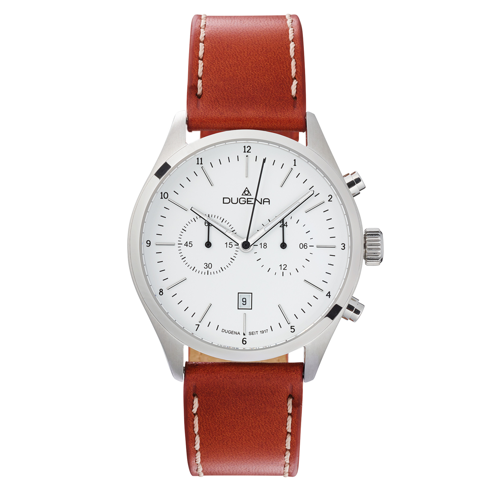 Dugena Dakar 4461053 Chronograph Men's Watch Sapphire Glass Leather 10ATM