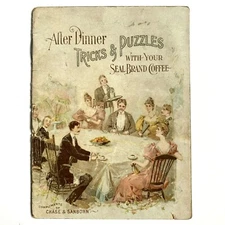 Trade Card Booklet Tricks Puzzles Seal Brand Coffee C. F. Crow Norwalk IA Iowa