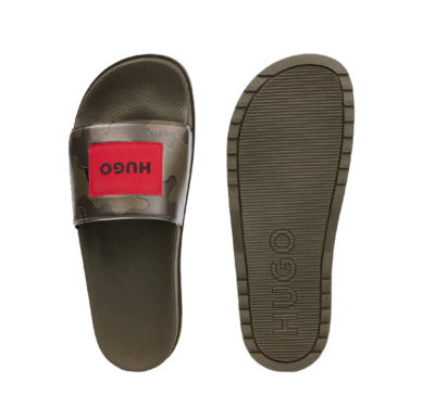 HUGO BOSS MENS GREEN SLIDE SANDALS MATCH IT SLID PHCAMO