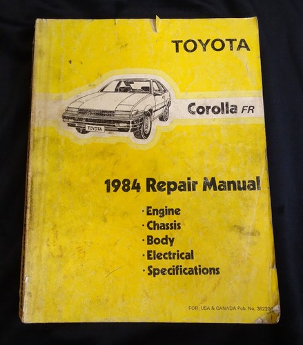 Toyota Corolla FR 1984 manual de reparación fabricante de equipos originales libro de servicio de fábrica taller FSM tienda - Imagen 1 de 18