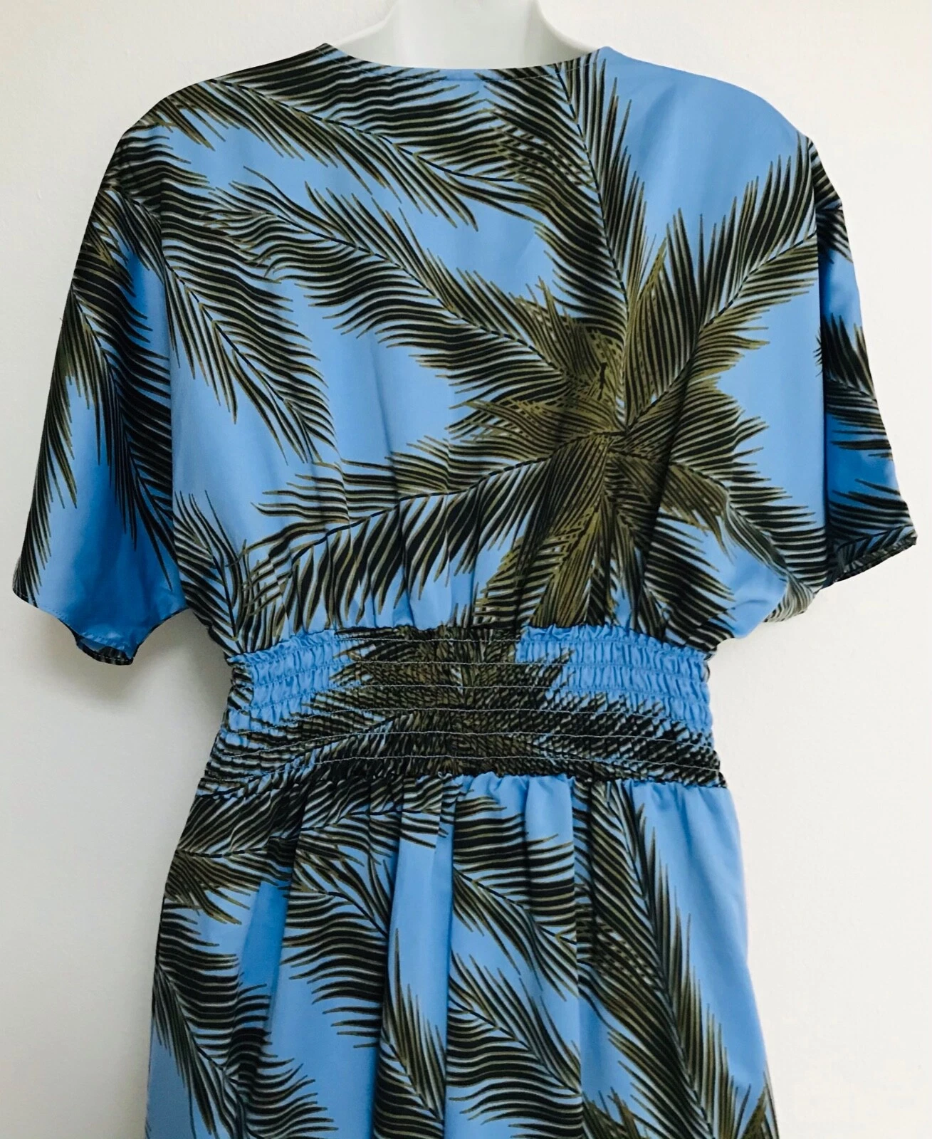 PALM ANGELS MEGHAN FABULOUS LA Los Angeles Tropical PALM Stampa Perline MAXI Resort ABITO S