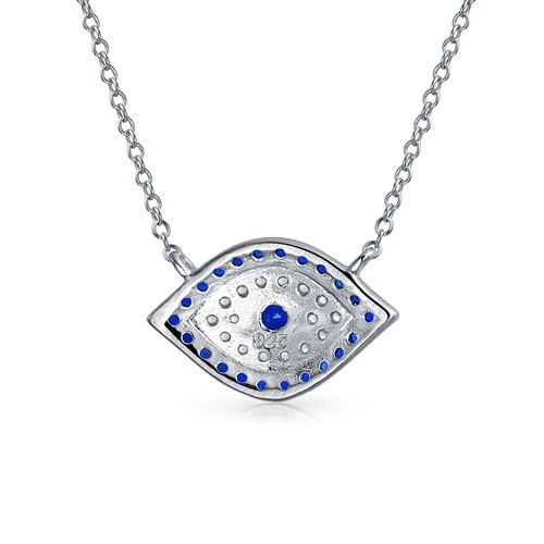 Turkish Evil Eye Necklace Pendant Blue Yellow Eye CZ Sterling Silver - Bild 3 von 15