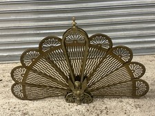 Vintage 1920s Decorative Brass Peacock Fire Place Screen 