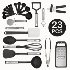 Cooking Utensils Set 23 Piece Stainless Steel Heat Resistant Nylon Kitchen Tool