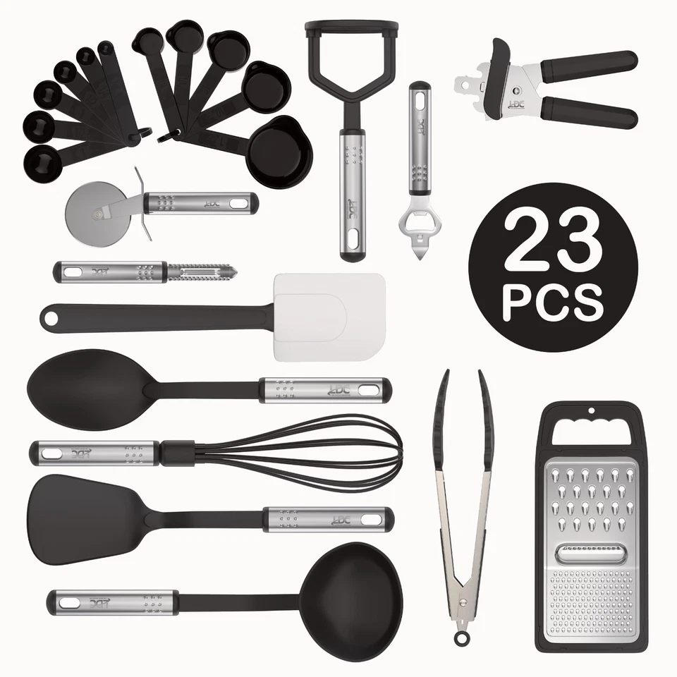 Cooking Utensils Set 23 Piece Stainless Steel Heat Resistant Nylon Kitchen Tool