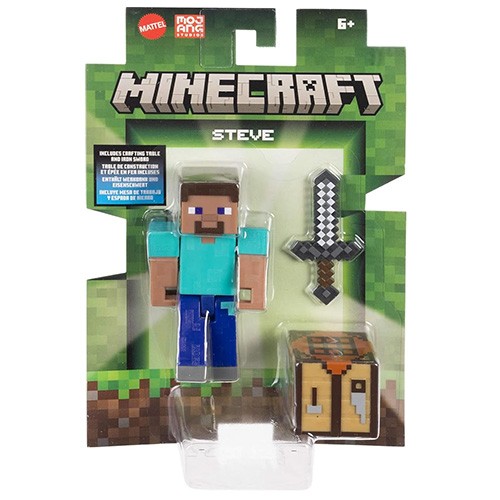 Mattel Minecraft Action Figure - STEVE [Crafting Table & Iron