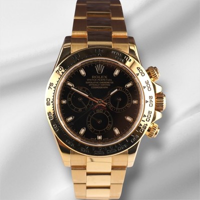 Rolex Daytona 40mm 18K Yellow Gold Black Dial Men's Watch 116508