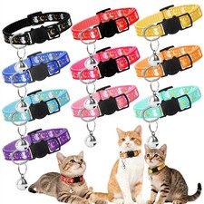 10PCS Breakaway Cat Collars with Bell, Glow in The Dark Adjustable Kitten Col...
