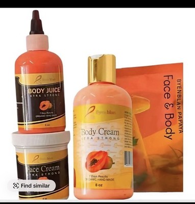 Byenblan Handmade Papaya Face & Body Set, Body Cream 8 oz + Face Cream