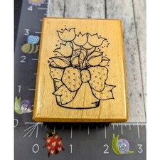 Impressive Stamps Tulips Flower Pot Rubber Stamp Wood B5