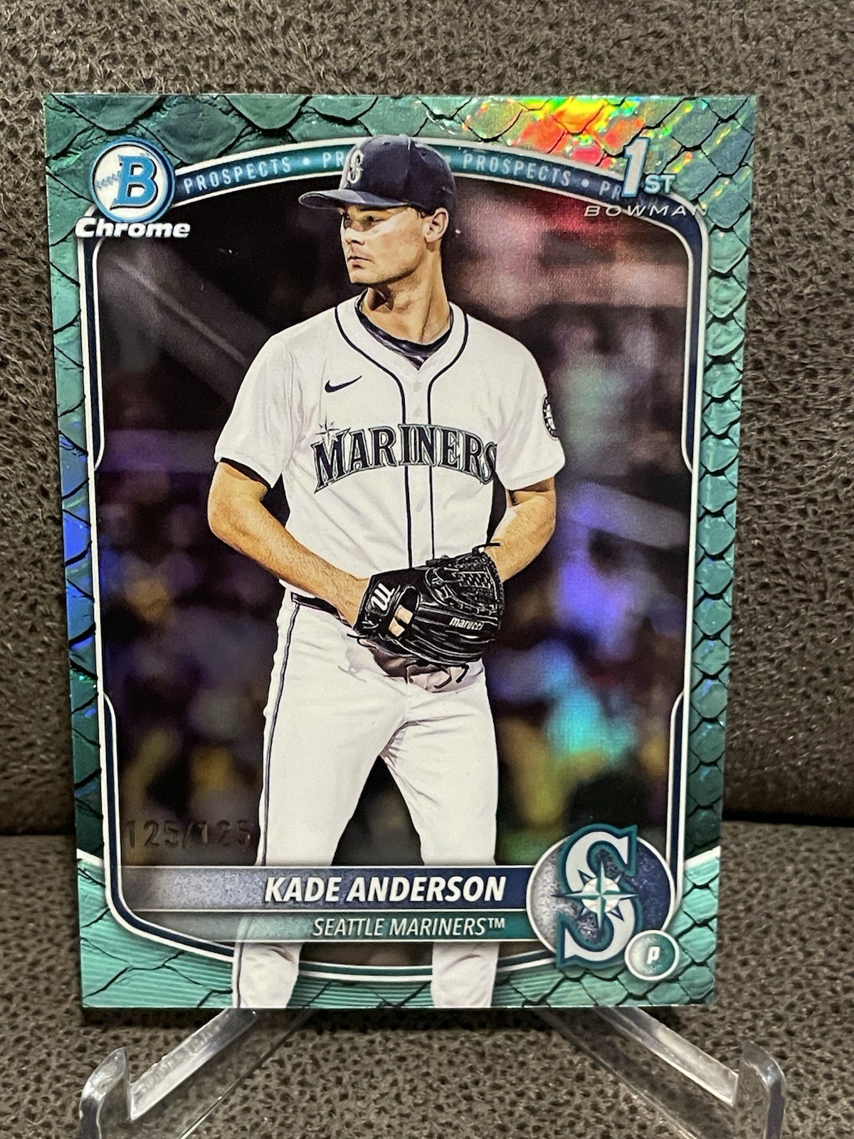 🔥Kade Anderson 2025 Bowman Draft Chrome 1st #BDC-3 Aqua Reptilian /125 Mariners