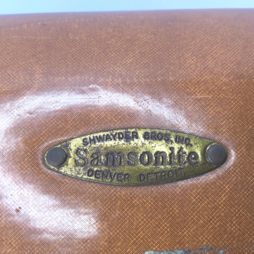 Shwayder Bros. Samsonite O' Nite Regular Suitcase Saddle Tan Detroit Tag 21.50” - Image 3 of 4