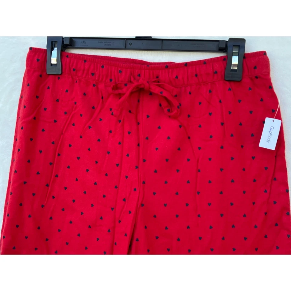 Pantalones de pijama GAP Body para mujer de algodón/viscosa rojos con corazones talla XS NUEVOS CON ETIQUETAS Foto 2 de 4
