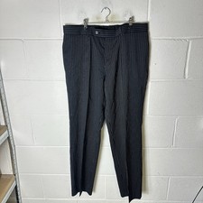 Vintage Hugo Boss Trousers Mens W36 L32 Black Pinstripe 100% Wool Formal Pleated