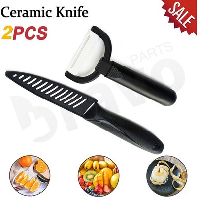 Ceramic Knife 5'' White Blade Peeler Slicer Kitchen Chef Knives Silicone Handle