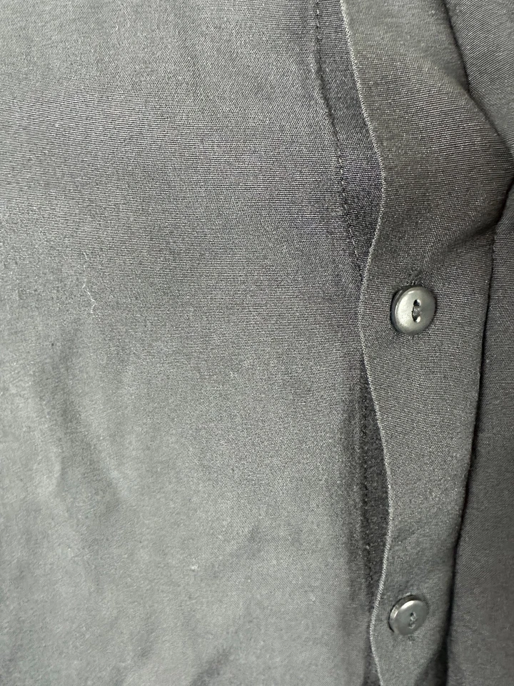 Vintage 90s Band Collar Shirt Men Large Placket Cover Minimal Goth Black Domani - Image 4 of 4