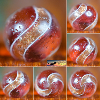 Handmade Cranberry Lutz, Coreless, Uncommon, 0.61 in, Good-, Germany, S1607