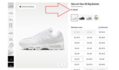 Nike Air Max 95 Big Bubble - Size 45 EU - WHITE