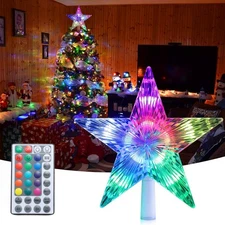 Christmas Tree Topper, 9" Lighted Christmas Tree Topper Star KBG LED 20 Modes