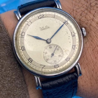 1940's Vintage Welta Men's Watch Sub-Seconds Cream Dial Manual Winding Swiss