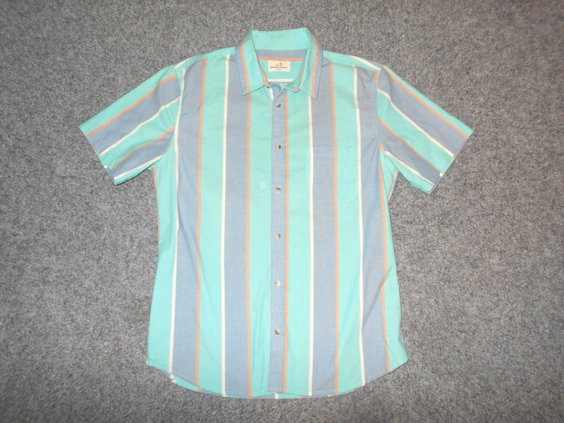 MARINE LAYER MENS MARGE STRIPED POLY/COTTON CLUBHOUSE BUTTON SHIRT            B1