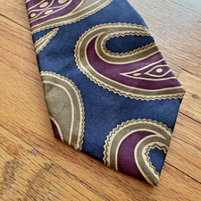 Ferrell Reed Silk Tie Necktie Paisley Preppy Blue Purple Made USA