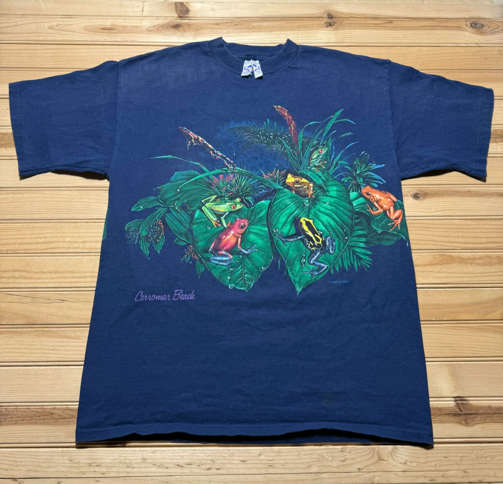 Vintage 1994 Cerromar Beach Puerto Rico Rainforest Frog Souvenir Shirt USA Large