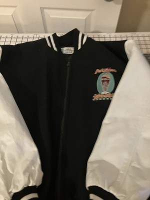 Ferolito, Vultaggio & Sons Men s Black/White Leather Varsity Jacket M snaps 