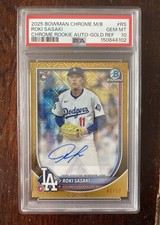 2025 Bowman Chrome Mega Box Gold Rookie Auto Roki Sasaki PSA 10 /50 *POP 3*