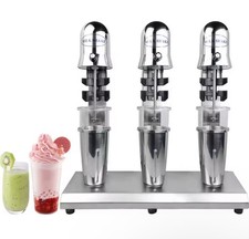 Commercial Electric Milkshake Maker 110V 18000RPM 3-Head Stainless Steel Mixer
