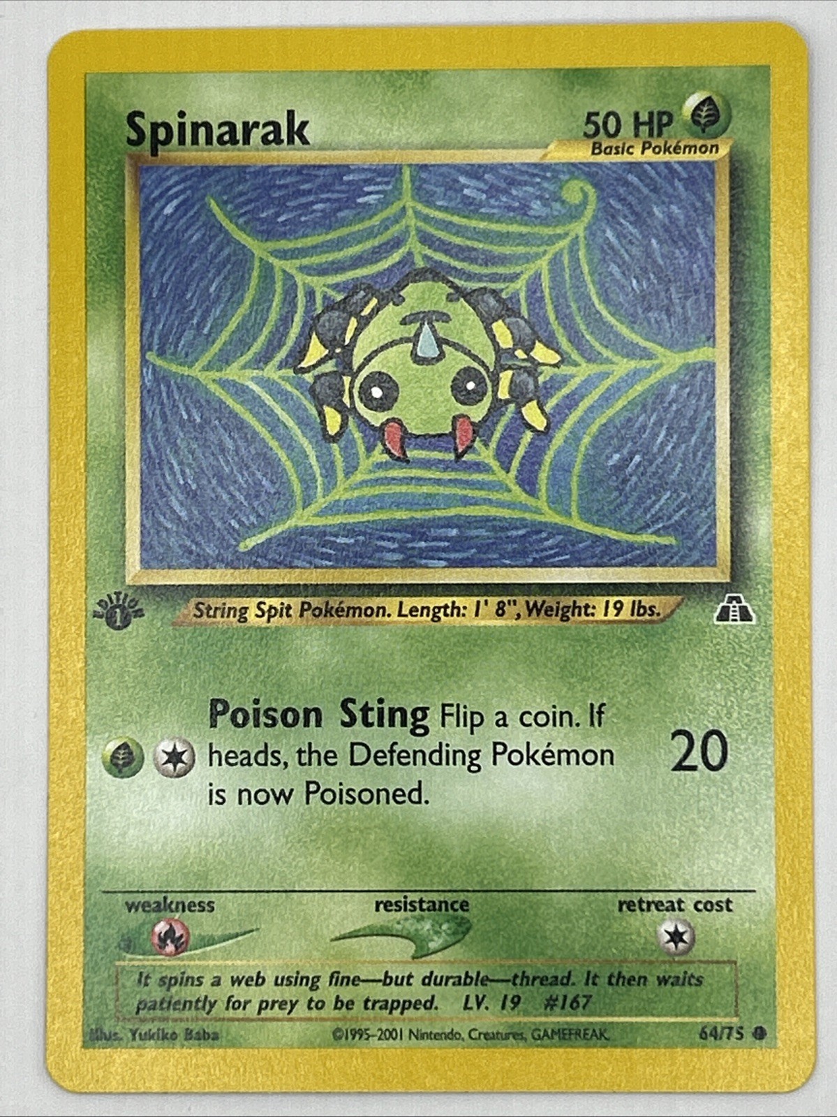Pokemon Card - Neo Discovery 64/75 - SPINARAK (common) **1st Edition** - NM