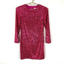 Eliza J Pink Sequins Dress 10 Long Sleeve Mini Event Wedding Guest Cocktail