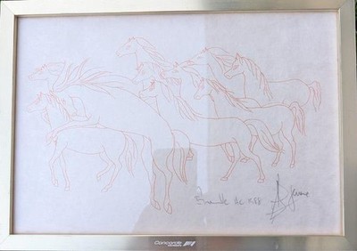 AIR FRANCE CONCORDE AIRPLANE RARE FRAMED HORSE PRINT SIGNED JEAN PHILIPPE JENERE