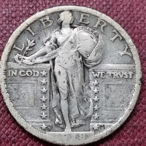 1918 S Standing Liberty Quarter 25c Circulated #98247