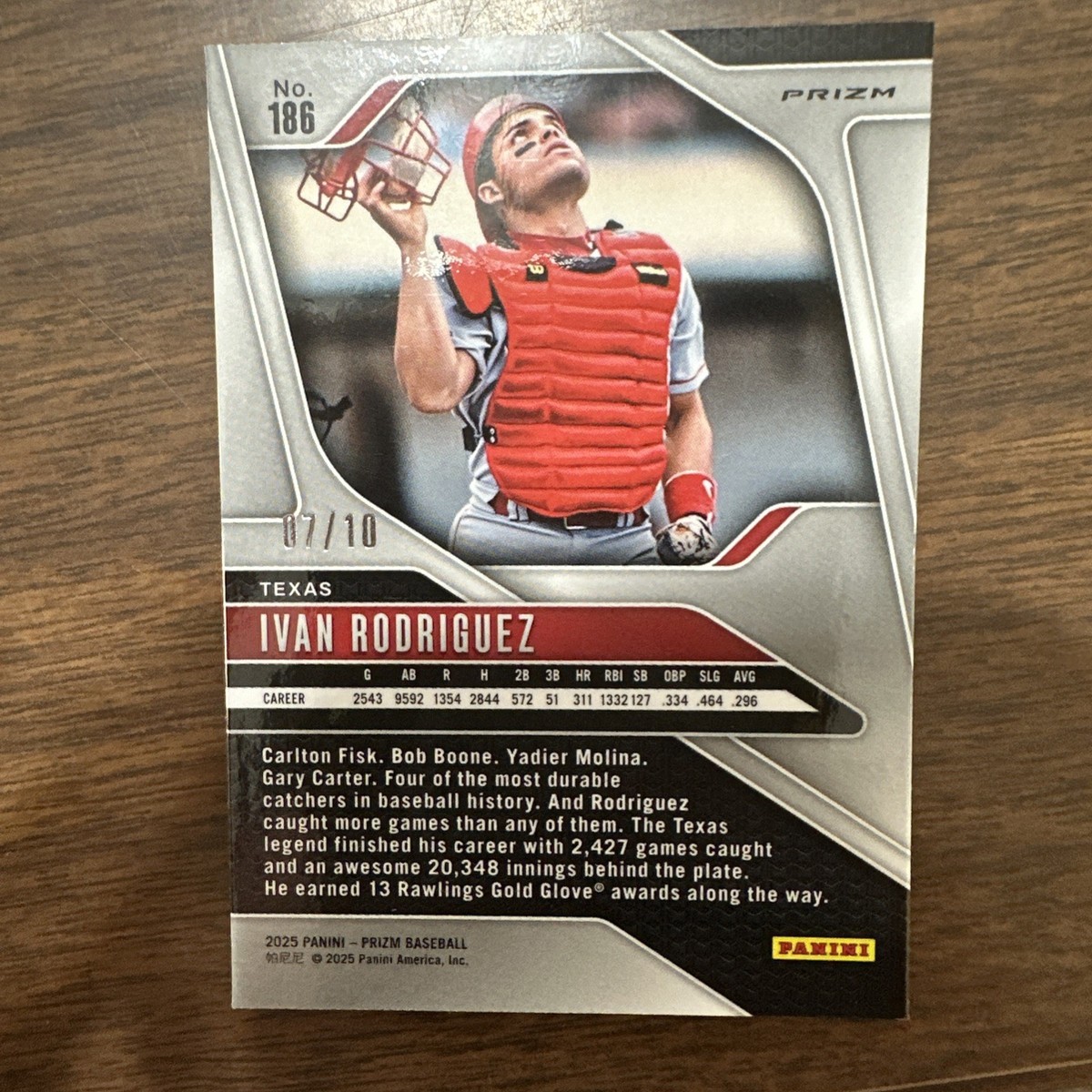 2025 Panini Prizm - Ivan Rodriguez, Ivan Rodriguez #186 Gold Prizm