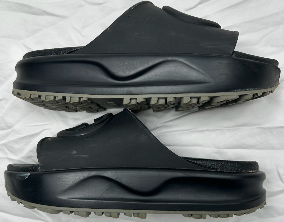 Gucci Black Rubber Logo Sandals Jumbo Chunky Lug Slides Women's 9