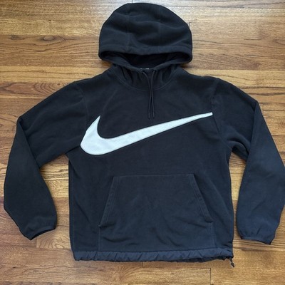Nike Big Swoosh High Piling Oversized Sherpa Hoodie Size M Black And White C22