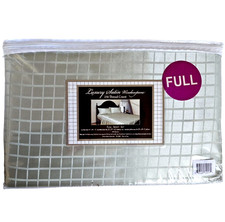 Luxury Satin Windowpane Full Sheet Set 230 TC Green Grid NEW Full Size Bedding