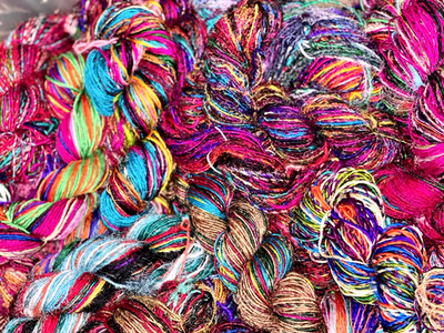 GORGEOUS COLORS! 100+gr Skeins PURE SARI SILK Recycled BOHEMIAN SBlky YARN Nepal