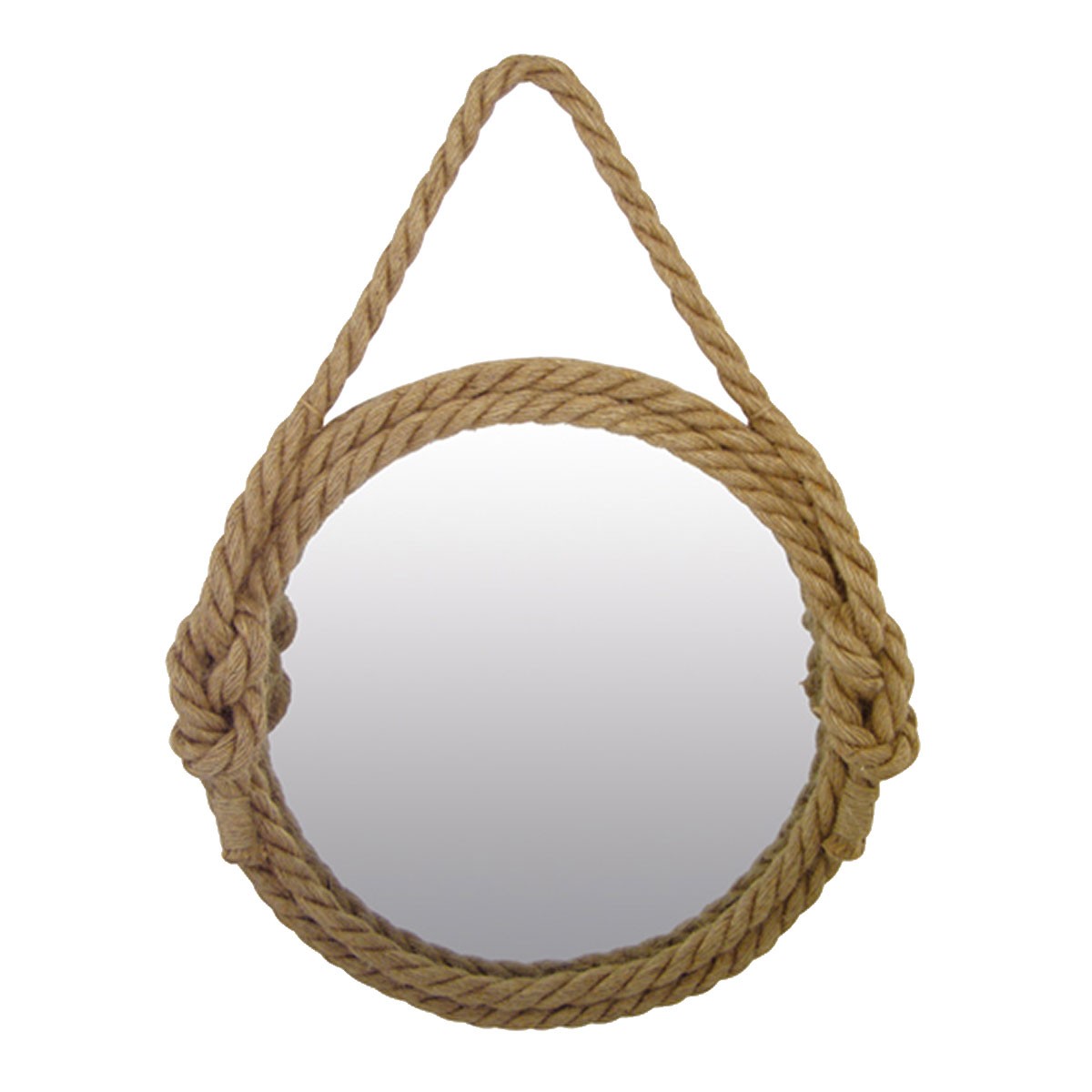Miroir rond avec cordage 32 cm aux finitions soignées en matières naturelles