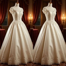 Satin Wedding Dresses Sweetheart Lace A Line Sleeveless Vintage Bridal Ball Gown