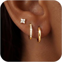 Ohrringe Gold Set 14K Vergoldet Hypoallergen Wasserfest Creolen Klein Damen
