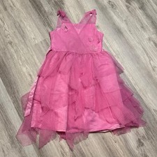 Kensie Girl Kids Pink Butterfly Tulle Tiered Party Dress Size 10 Point Desprit