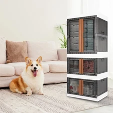 77.6 Gal Collapsible Storage Bins with Closet Rod and Clothes Hangers