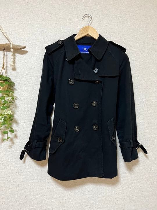 ウールピーコート 青　 BURBERRY BLUE LABEL BURBERRY Blue Label Pea Coat Jacket Blouson Women Size 36 Nova