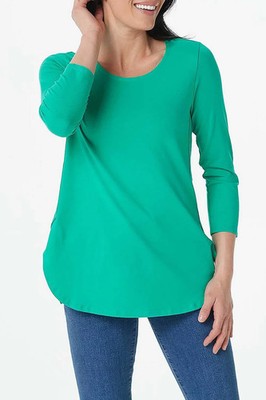 Susan Graver Regular Weekend Essentials Comfy Tunic Dark Spearmint
