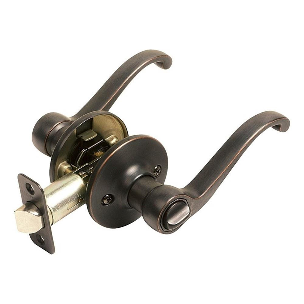 Scroll Brass Bronze Privacy Door Lever for Stylish Home Security-image